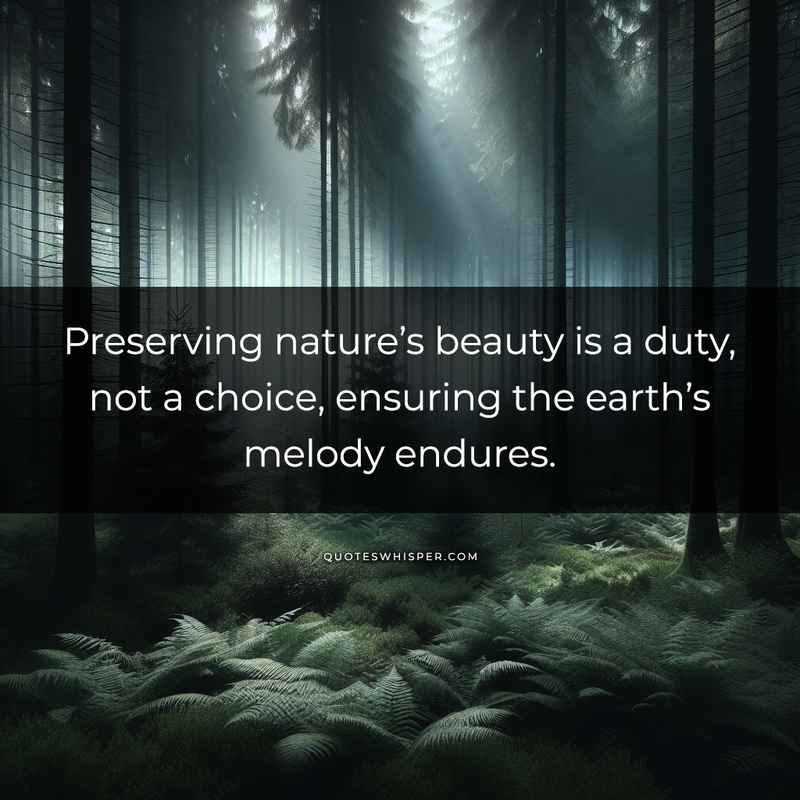 Preserving nature’s beauty is a duty, not a choice, ensuring the earth’s melody endures.