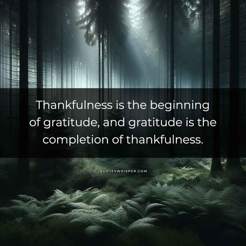 Thankfulness is the beginning of gratitude, and gratitude is the completion of thankfulness.