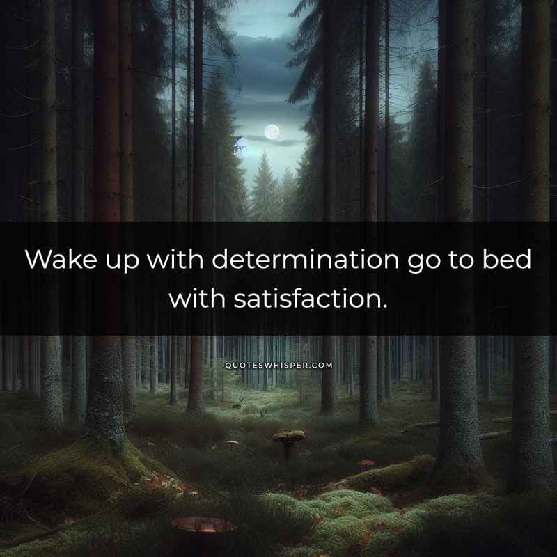 Wake up with determination go to bed with satisfaction.