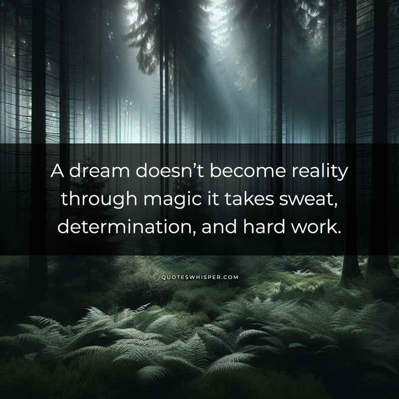 A dream doesn’t become reality through magic it takes sweat, determination, and hard work.