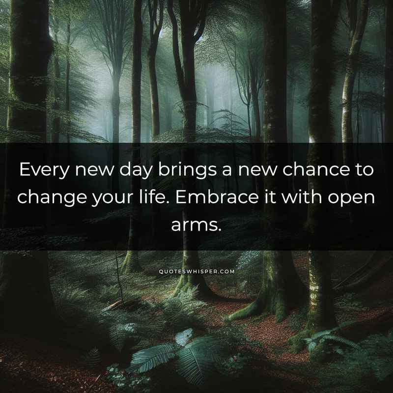 Every new day brings a new chance to change your life. Embrace it with open arms.