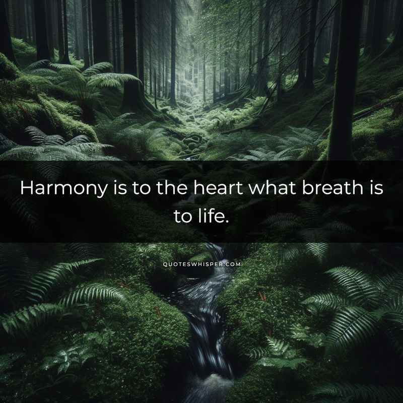 Harmony is to the heart what breath is to life.