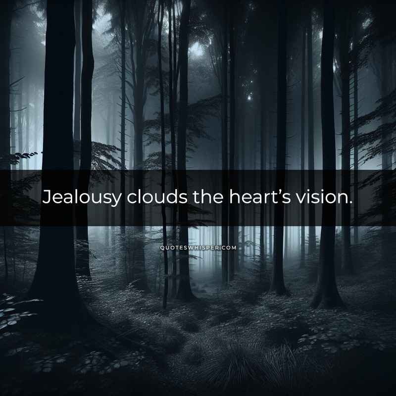 Jealousy clouds the heart’s vision.