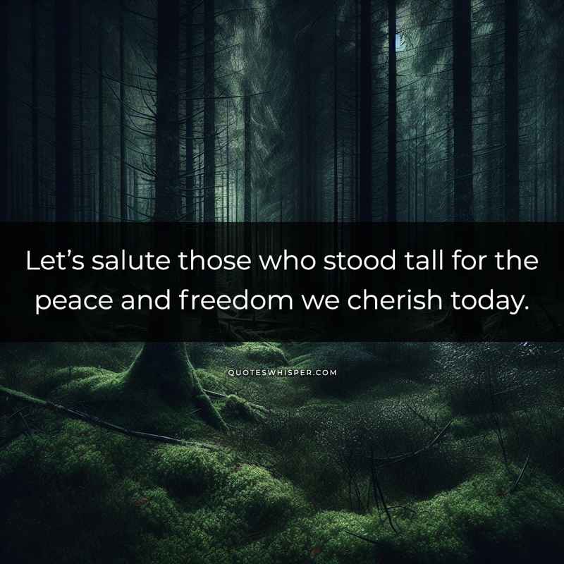Let’s salute those who stood tall for the peace and freedom we cherish today.