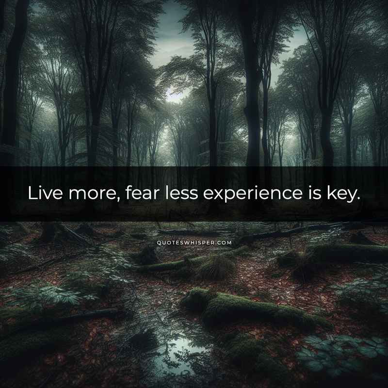 Live more, fear less experience is key.