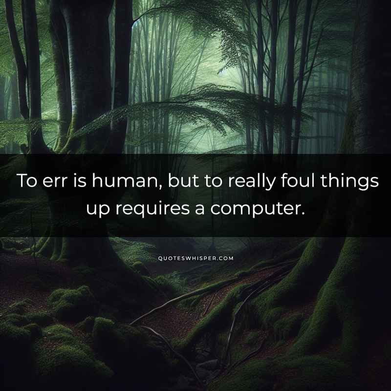 To err is human, but to really foul things up requires a computer.
