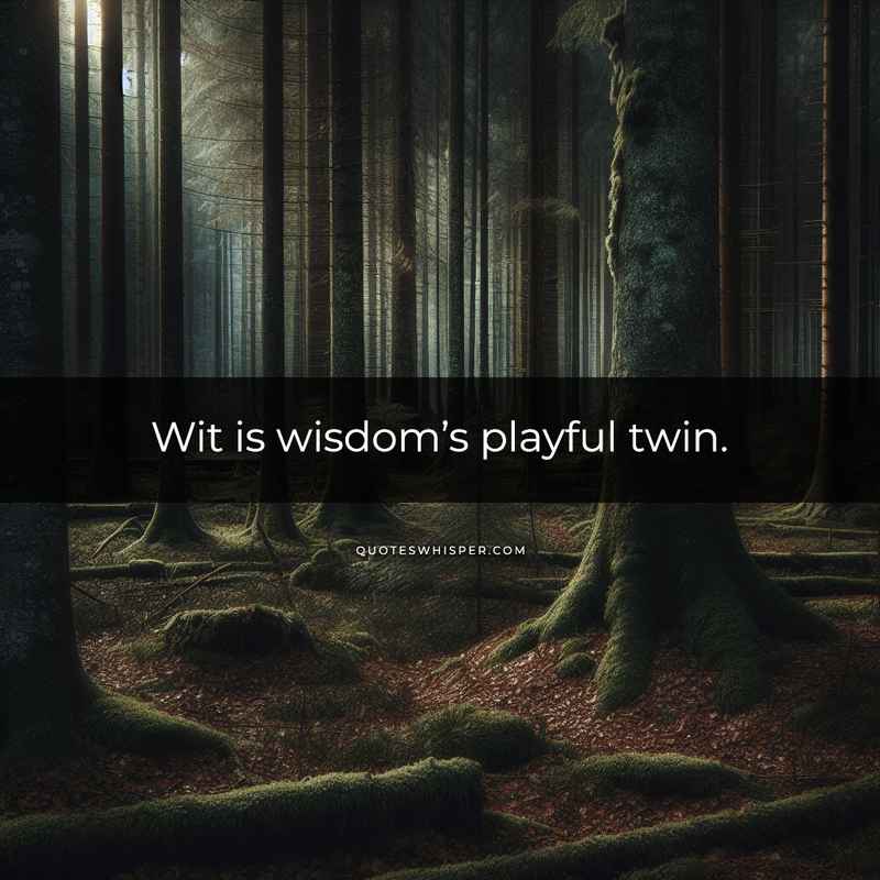 Wit is wisdom’s playful twin.