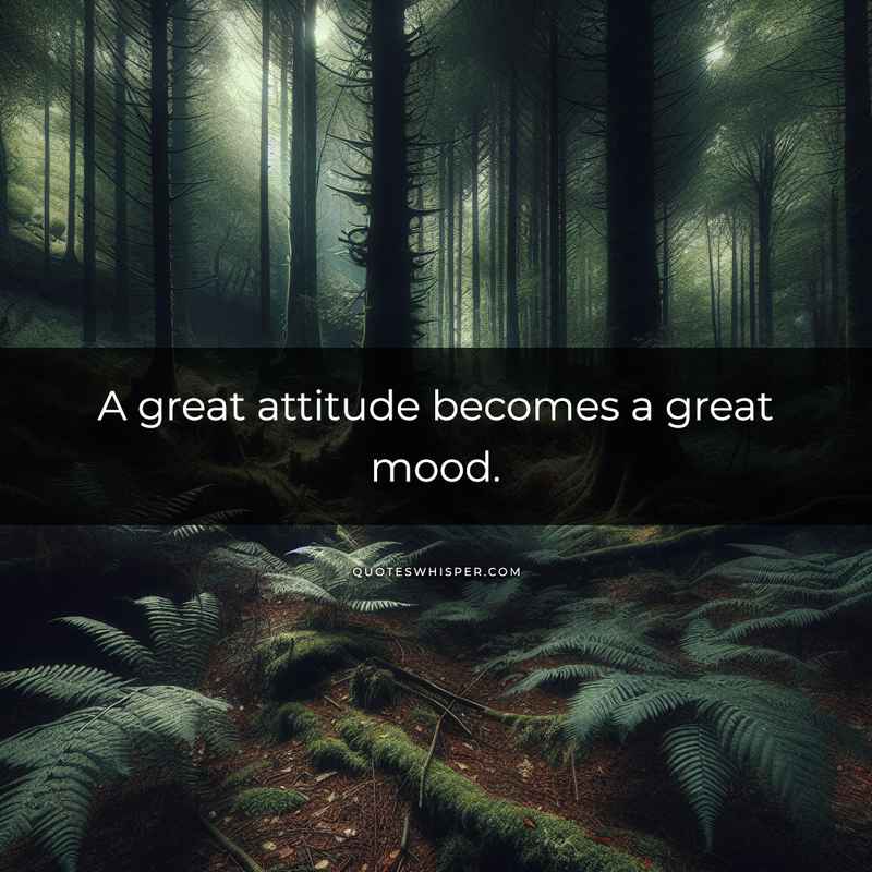 A great attitude becomes a great mood.