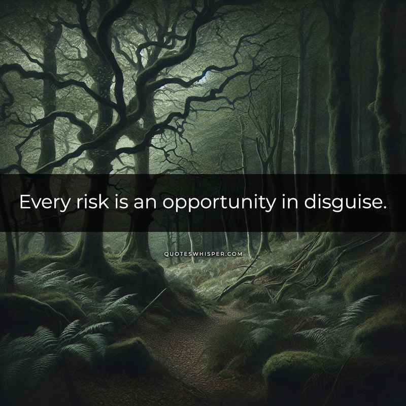 Every risk is an opportunity in disguise.