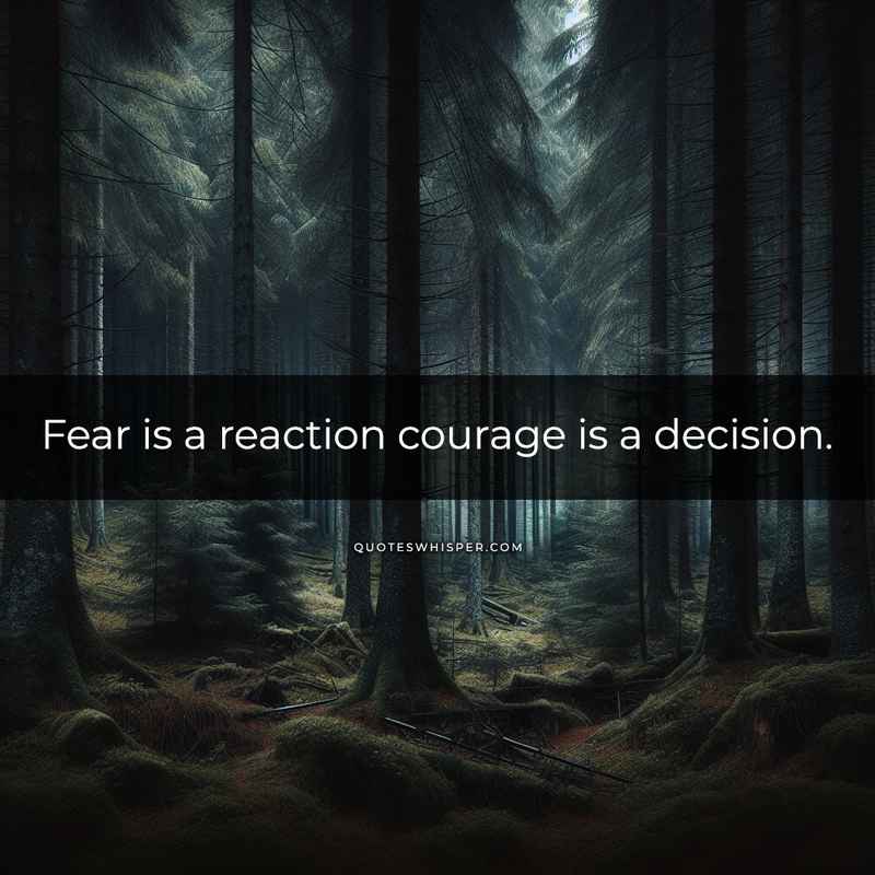 Fear is a reaction courage is a decision.