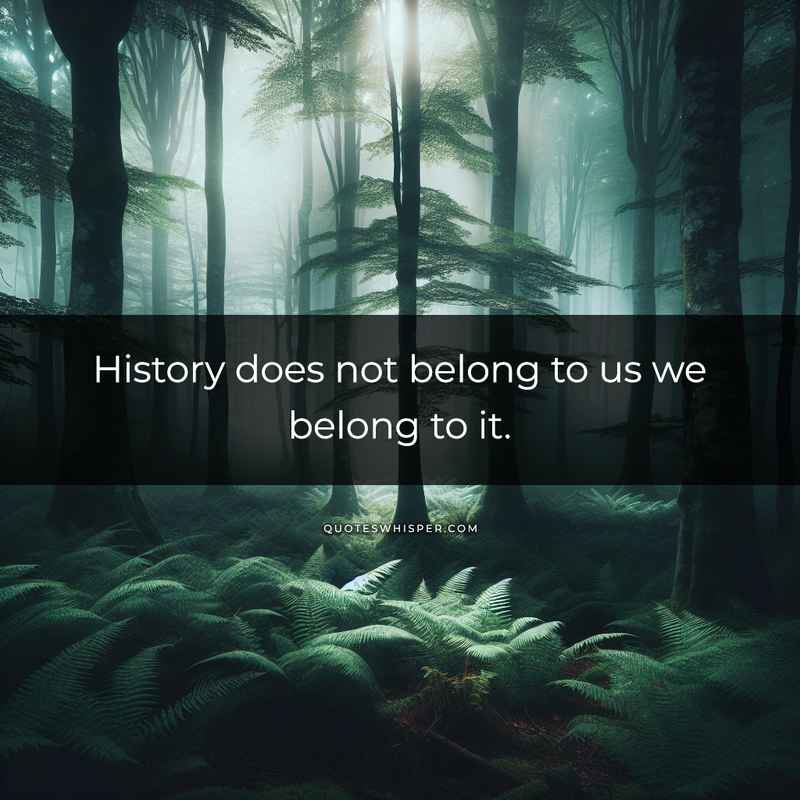 History does not belong to us we belong to it.