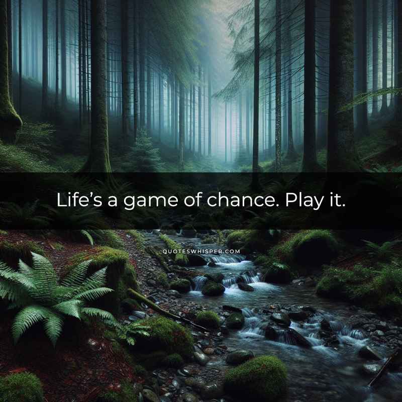 Life’s a game of chance. Play it.