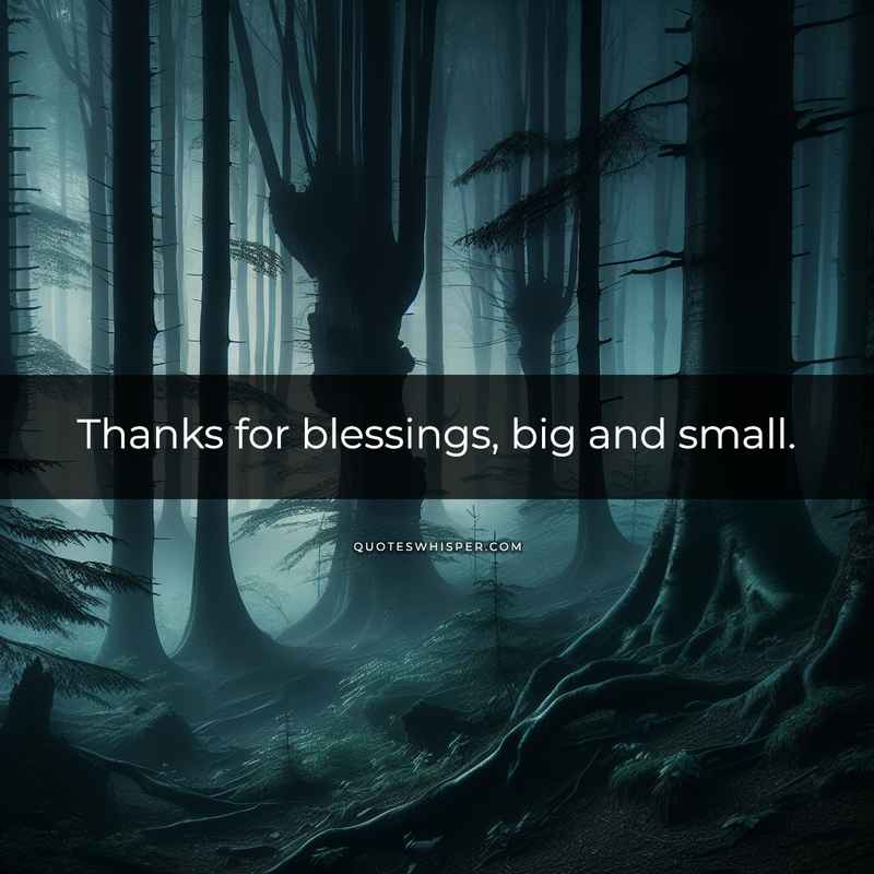 Thanks for blessings, big and small.