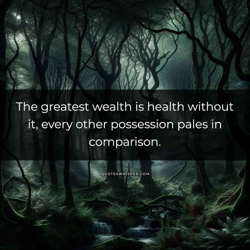 The greatest wealth is health without it, every other possession pales in comparison.