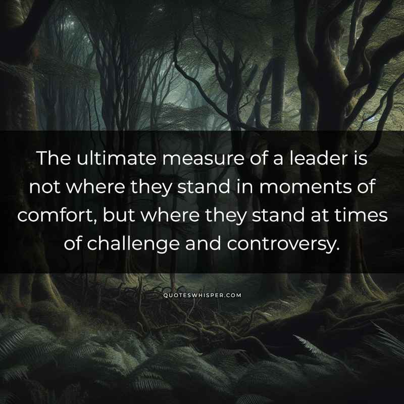 The ultimate measure of a leader is not where they stand in moments of comfort, but where they stand at times of challenge and controversy.