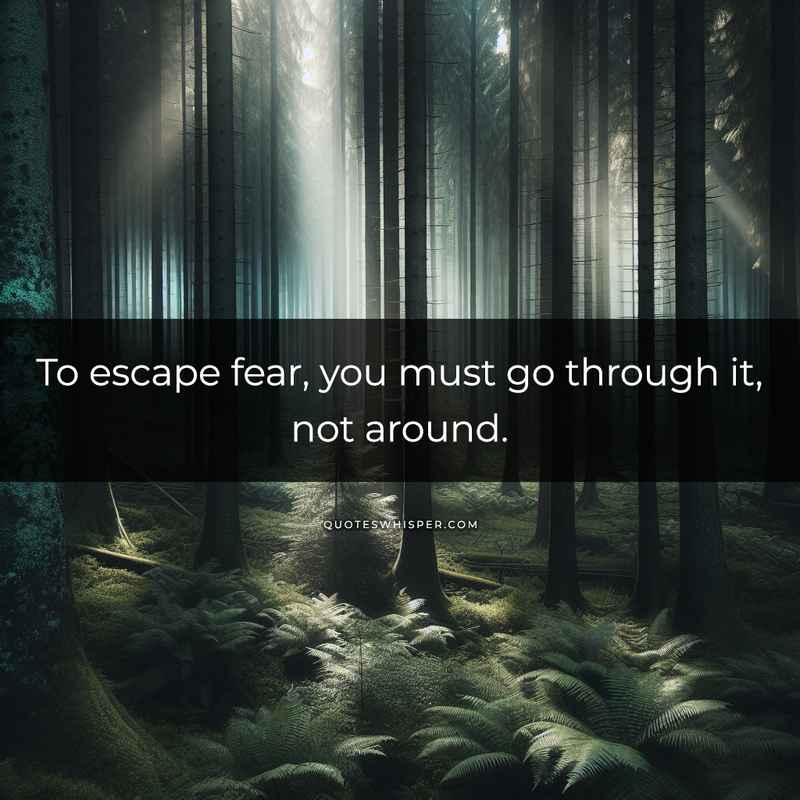 To escape fear, you must go through it, not around.