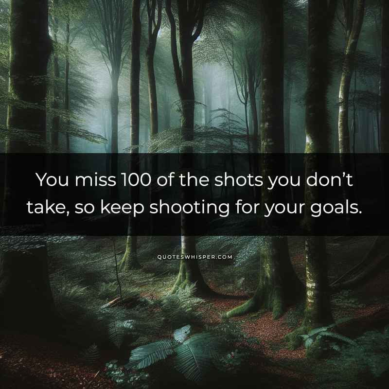 You miss 100 of the shots you don’t take, so keep shooting for your goals.