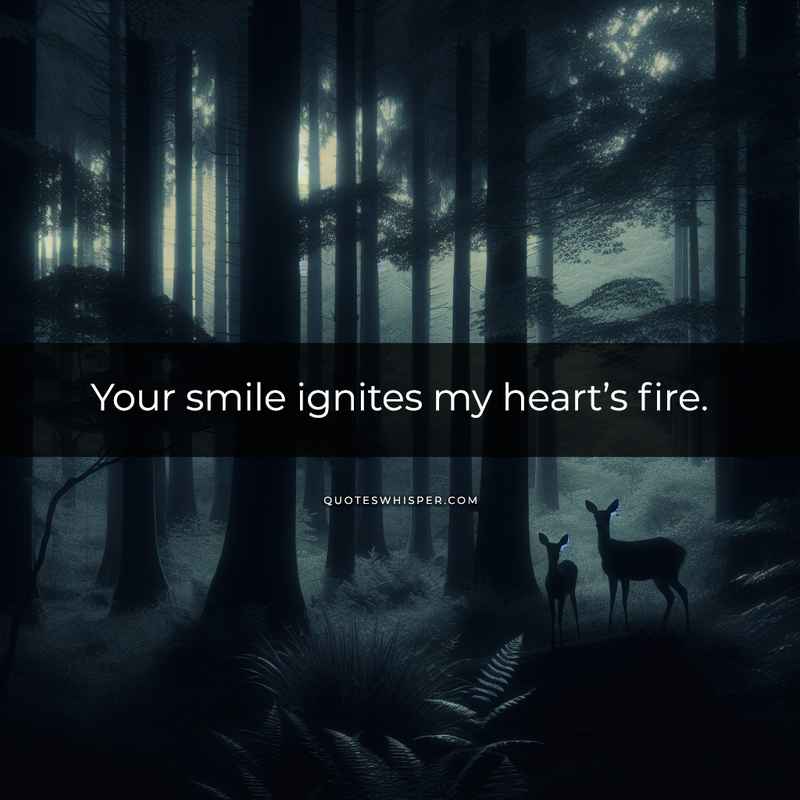 Your smile ignites my heart’s fire.