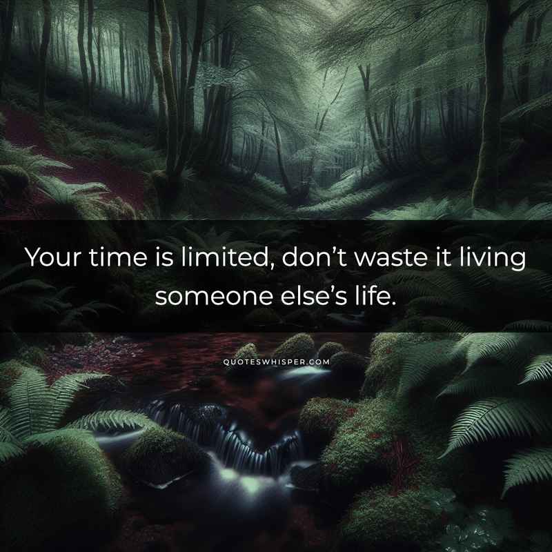 Your time is limited, don’t waste it living someone else’s life.