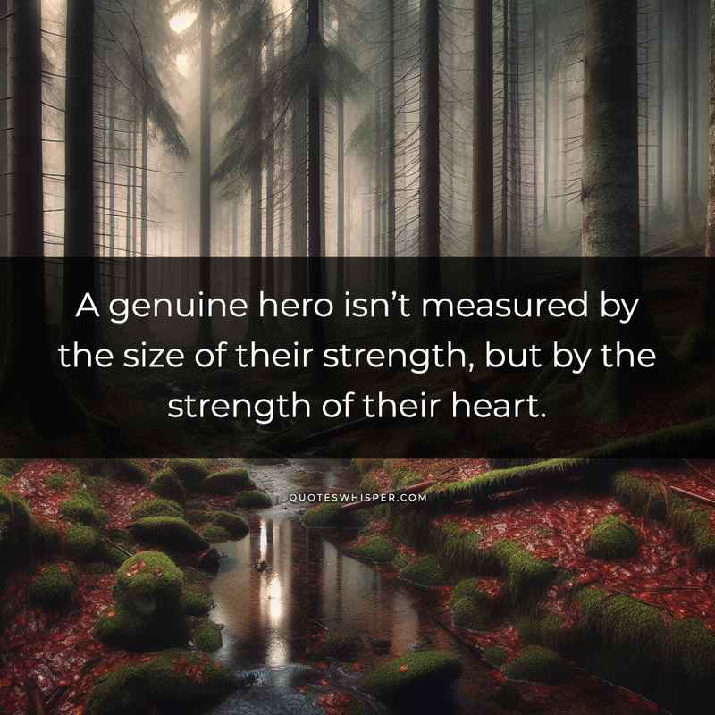 A genuine hero isn’t measured by the size of their strength, but by the strength of their heart.