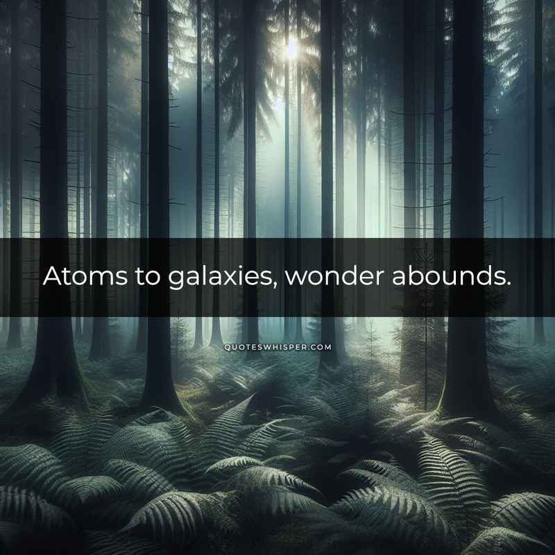 Atoms to galaxies, wonder abounds.