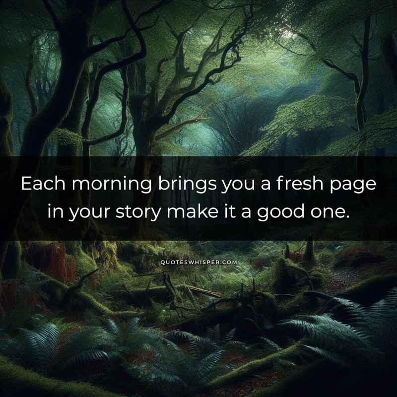 Each morning brings you a fresh page in your story make it a good one.