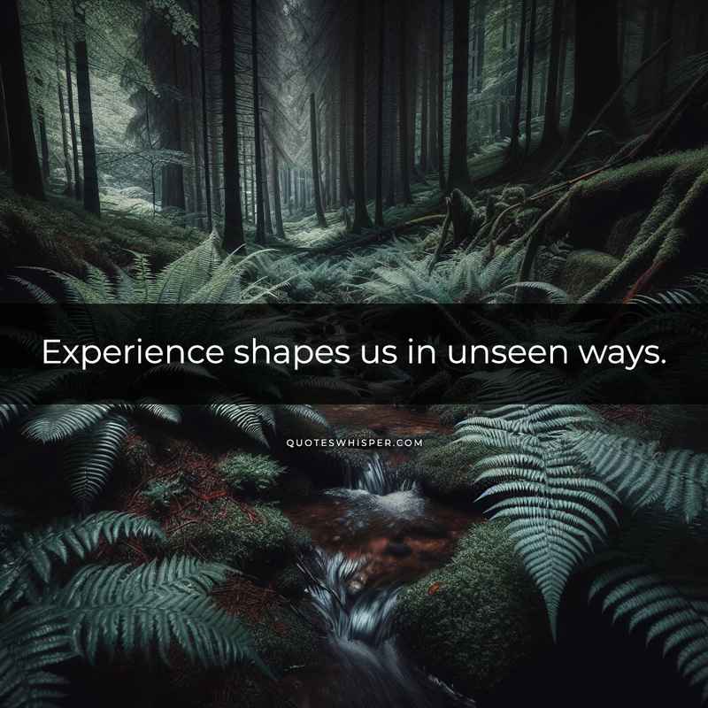 Experience shapes us in unseen ways.