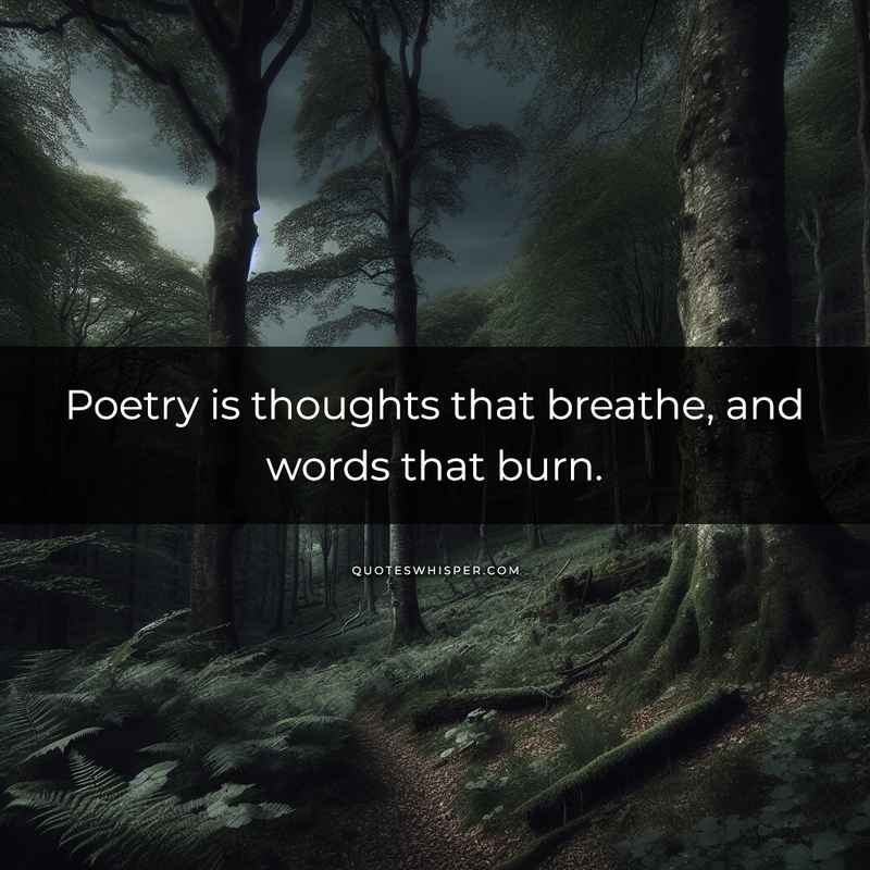 Poetry is thoughts that breathe, and words that burn.
