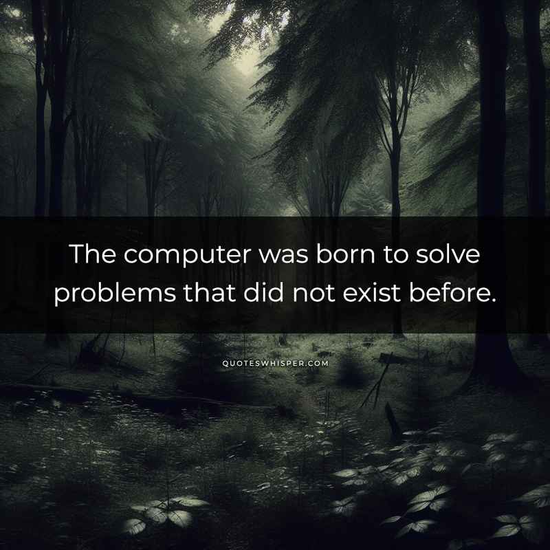 The computer was born to solve problems that did not exist before.