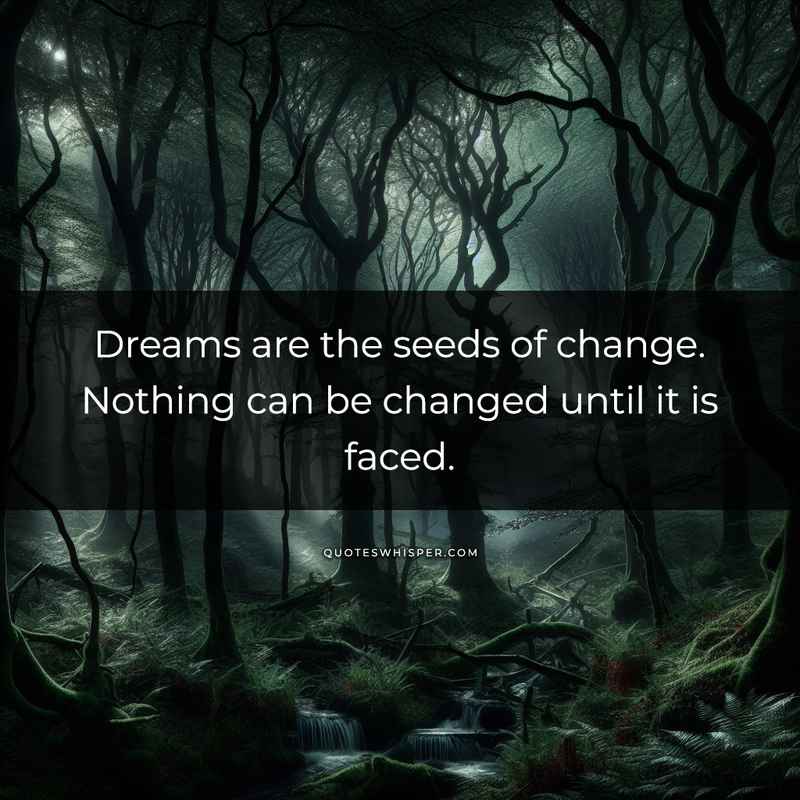 Dreams are the seeds of change. Nothing can be changed until it is faced.