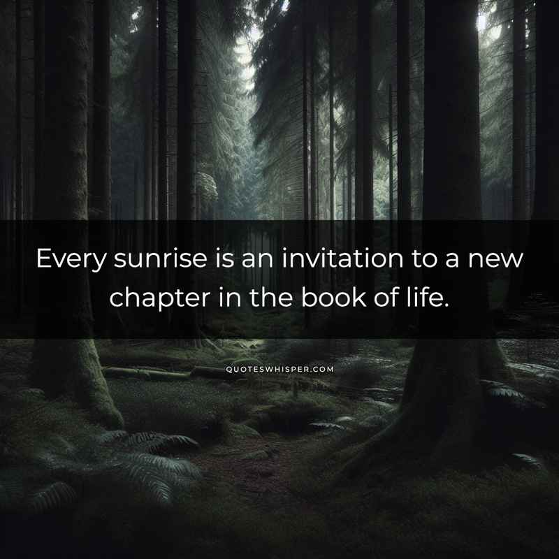Every sunrise is an invitation to a new chapter in the book of life.