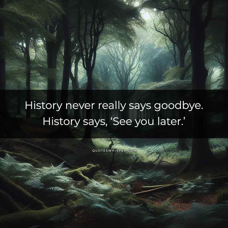 History never really says goodbye. History says, ‘See you later.’