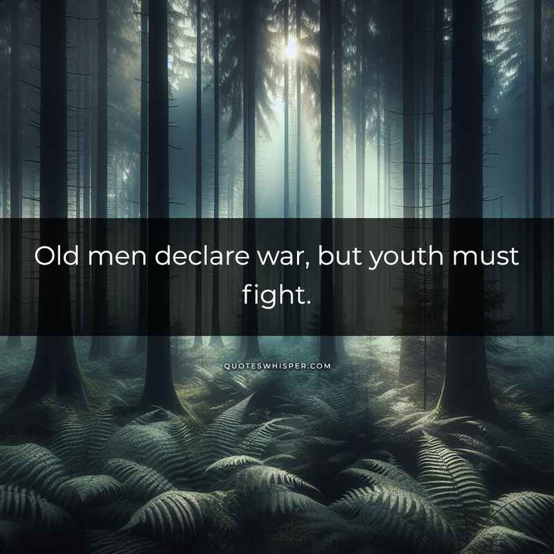 Old men declare war, but youth must fight.