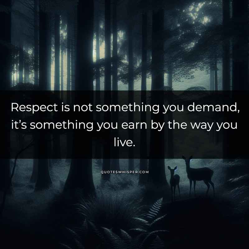 Respect is not something you demand, it’s something you earn by the way you live.