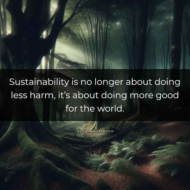 Sustainability is no longer about doing less harm, it’s about doing more good for the world.