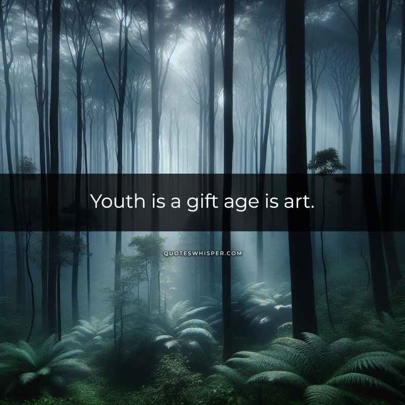 Youth is a gift age is art.