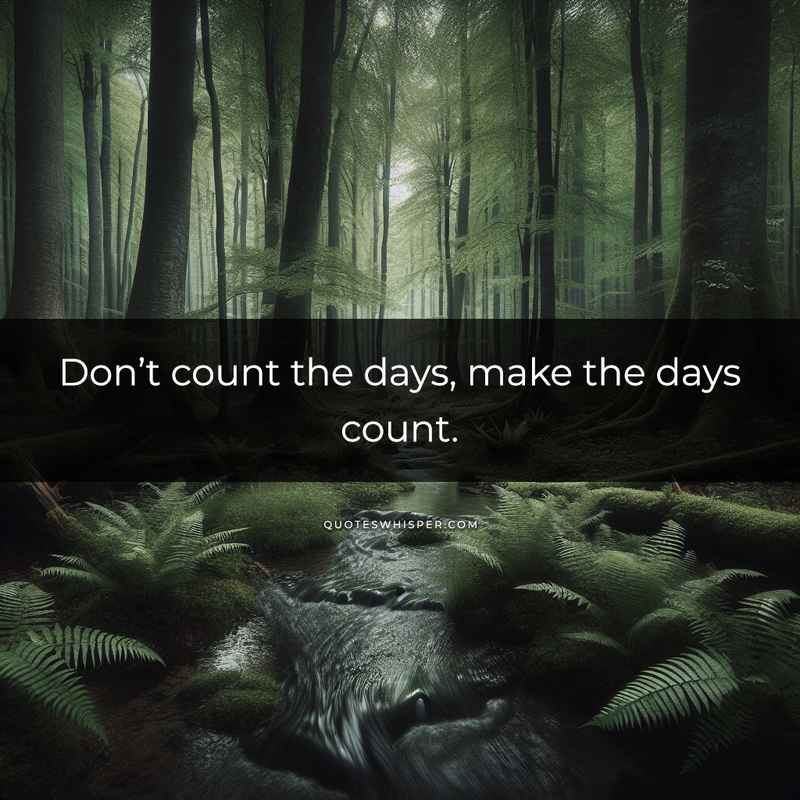 Don’t count the days, make the days count.