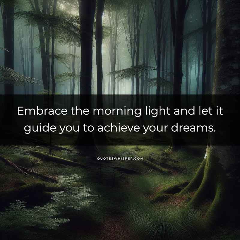 Embrace the morning light and let it guide you to achieve your dreams.
