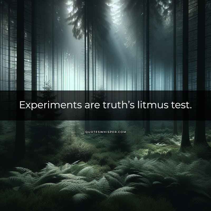 Experiments are truth’s litmus test.