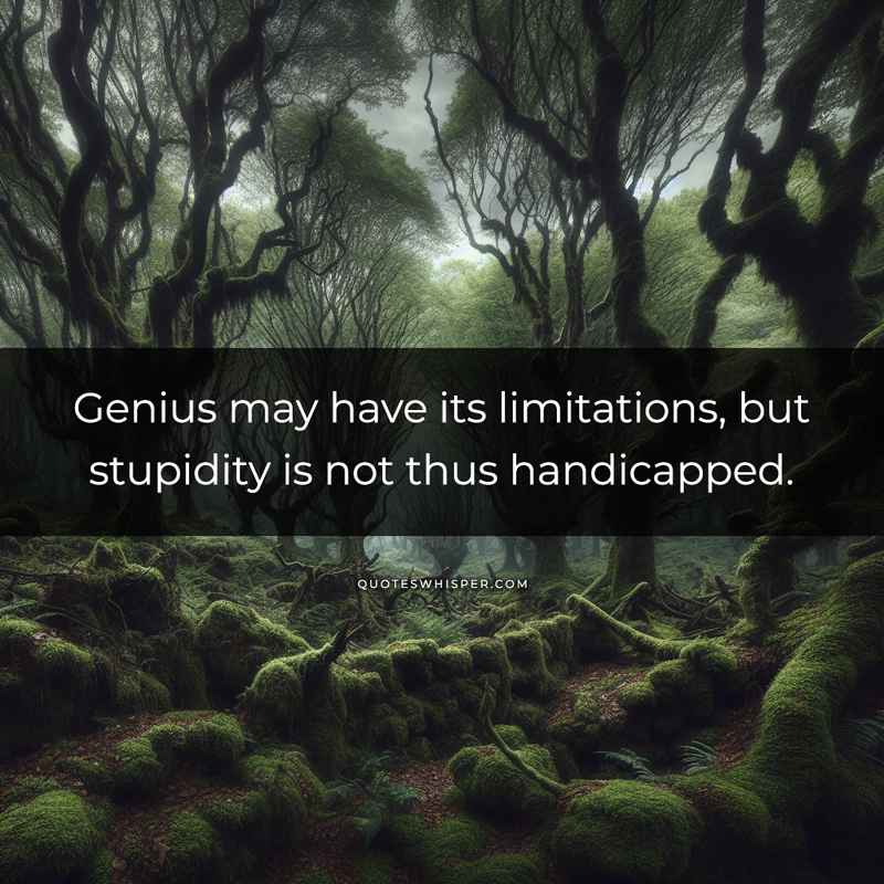 Genius may have its limitations, but stupidity is not thus handicapped.