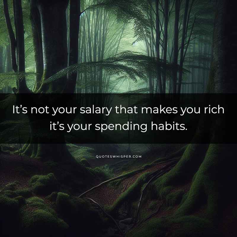 It’s not your salary that makes you rich it’s your spending habits.