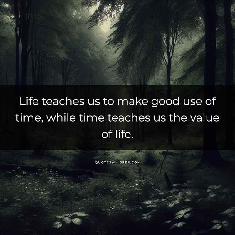 Life teaches us to make good use of time, while time teaches us the value of life.