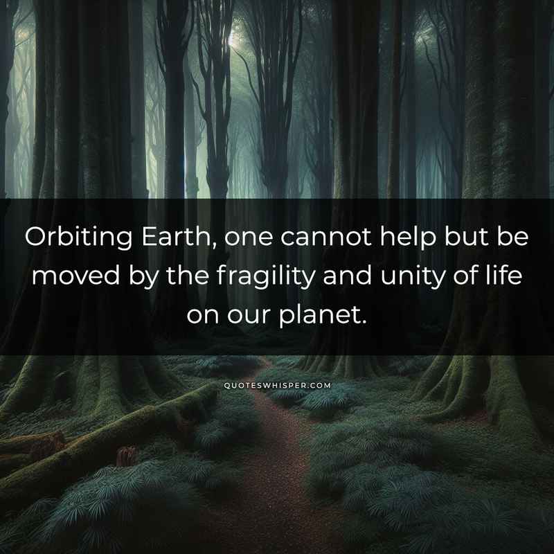Orbiting Earth, one cannot help but be moved by the fragility and unity of life on our planet.