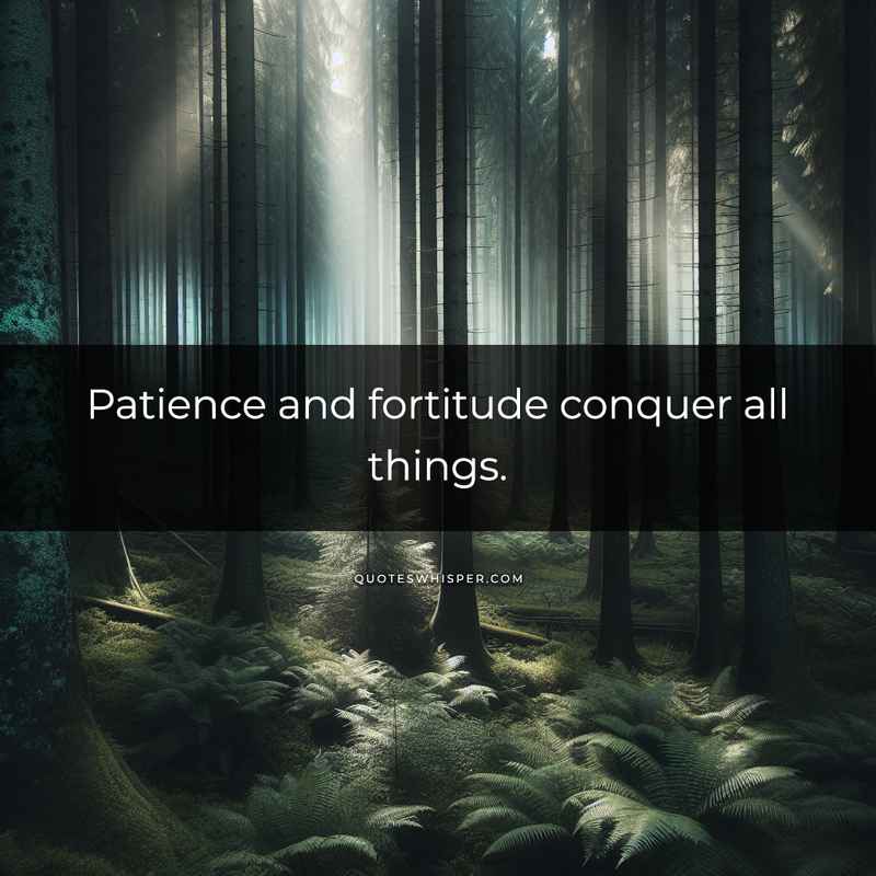 Patience and fortitude conquer all things.