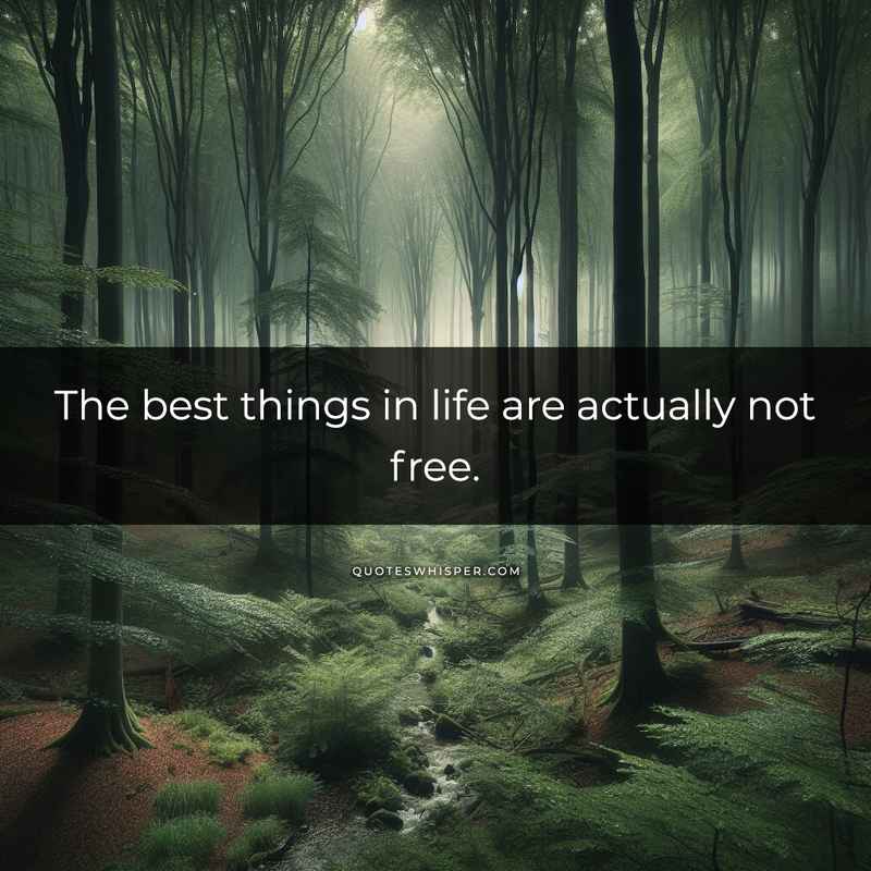 The best things in life are actually not free.