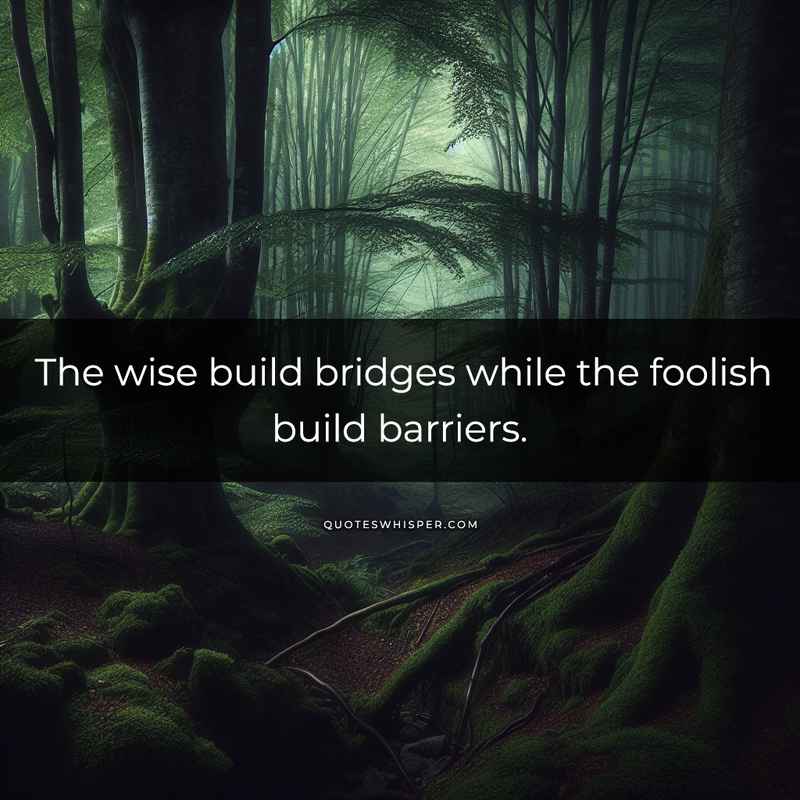 The wise build bridges while the foolish build barriers.