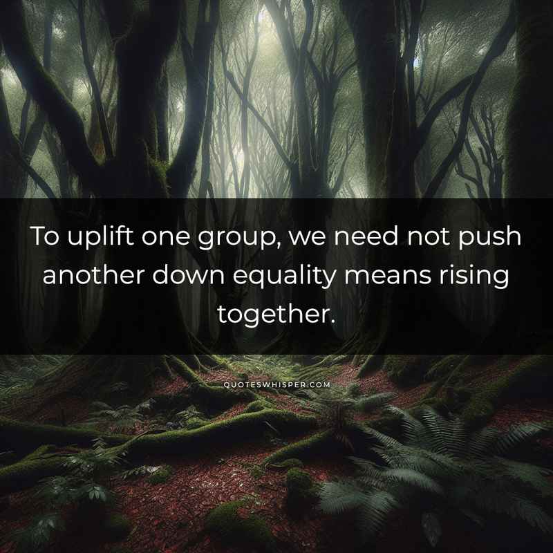 To uplift one group, we need not push another down equality means rising together.