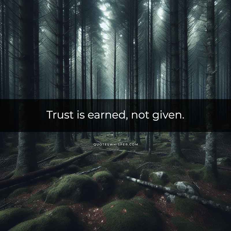 Trust is earned, not given.