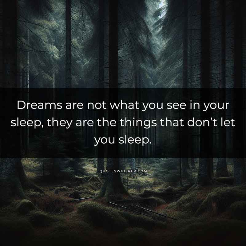 Dreams are not what you see in your sleep, they are the things that don’t let you sleep.