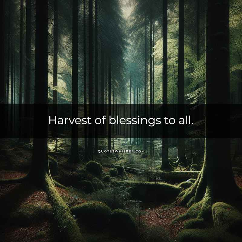 Harvest of blessings to all.